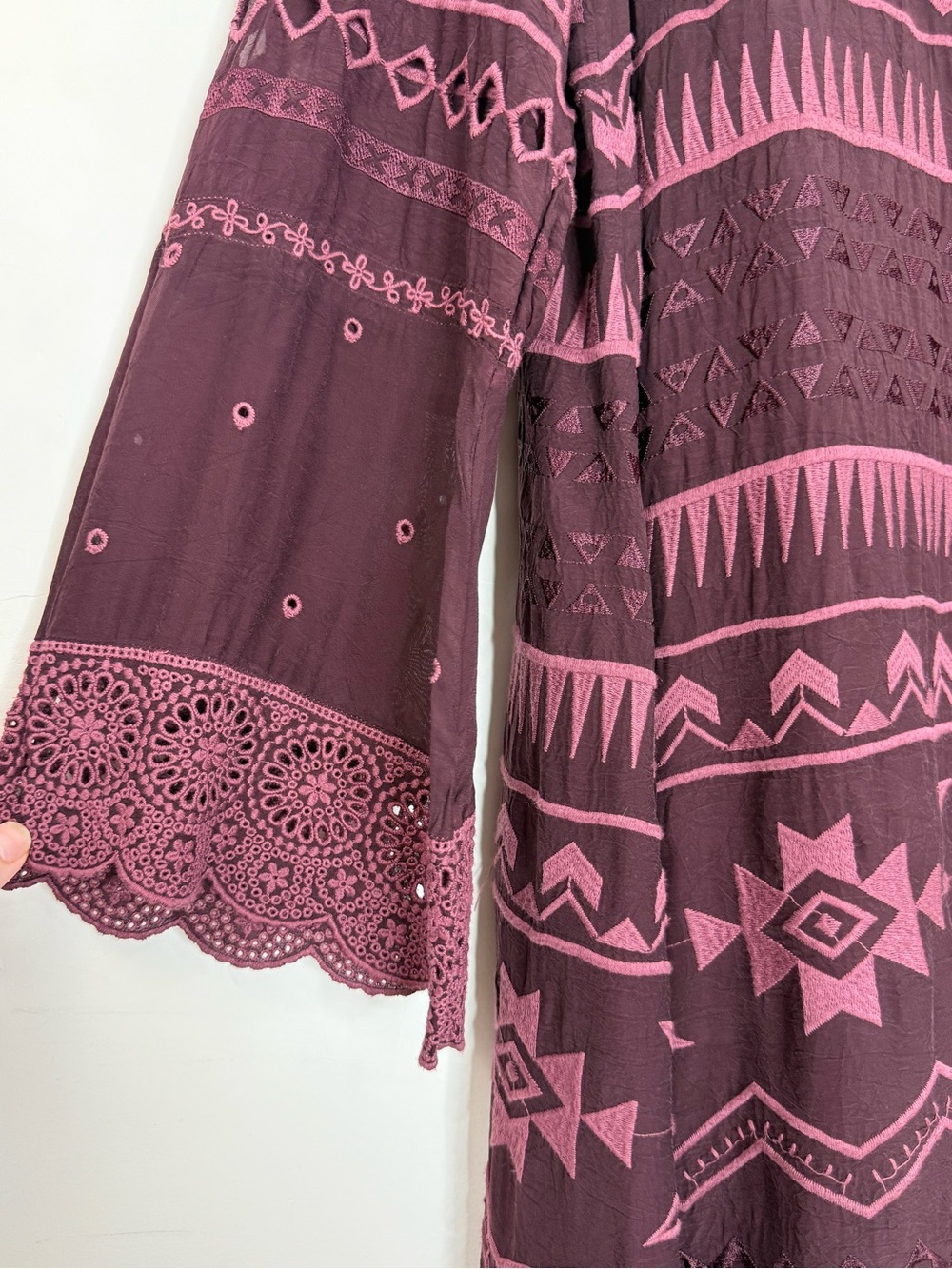 Johnny Was Long Sleeve Shift Dress Size XL Embroidered Bohemian Western - Picture 7 of 16